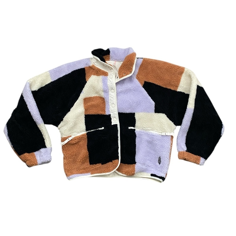 FREE PEOPLE Hit The Slopes Printed Fleece Jacket - Pink Size Small NWOT - Picture 2 of 4